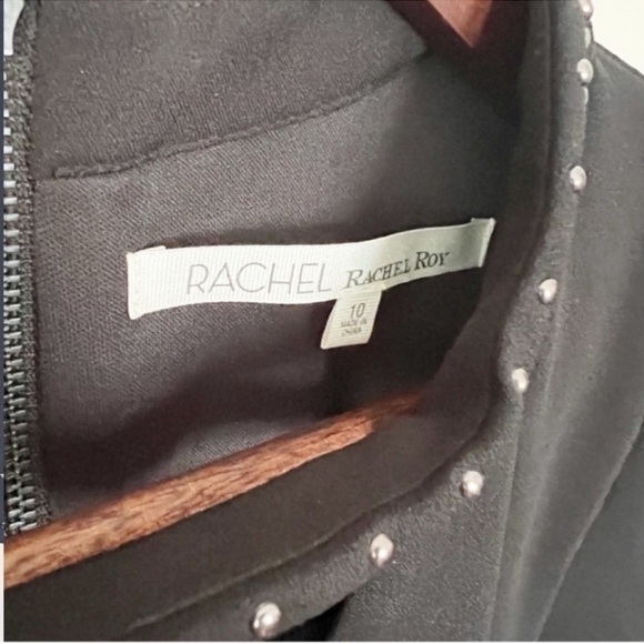 RACHEL Rachel Roy Black Deep V-Neck Embellished Bell Sleeve Dress Size 10 NEW - Picture 4 of 13